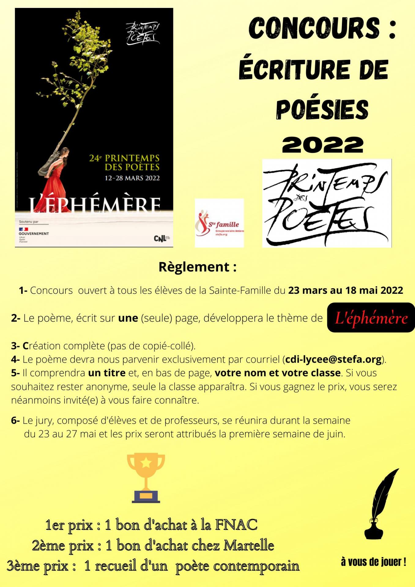 Concours Ecriture De Poésies 2022