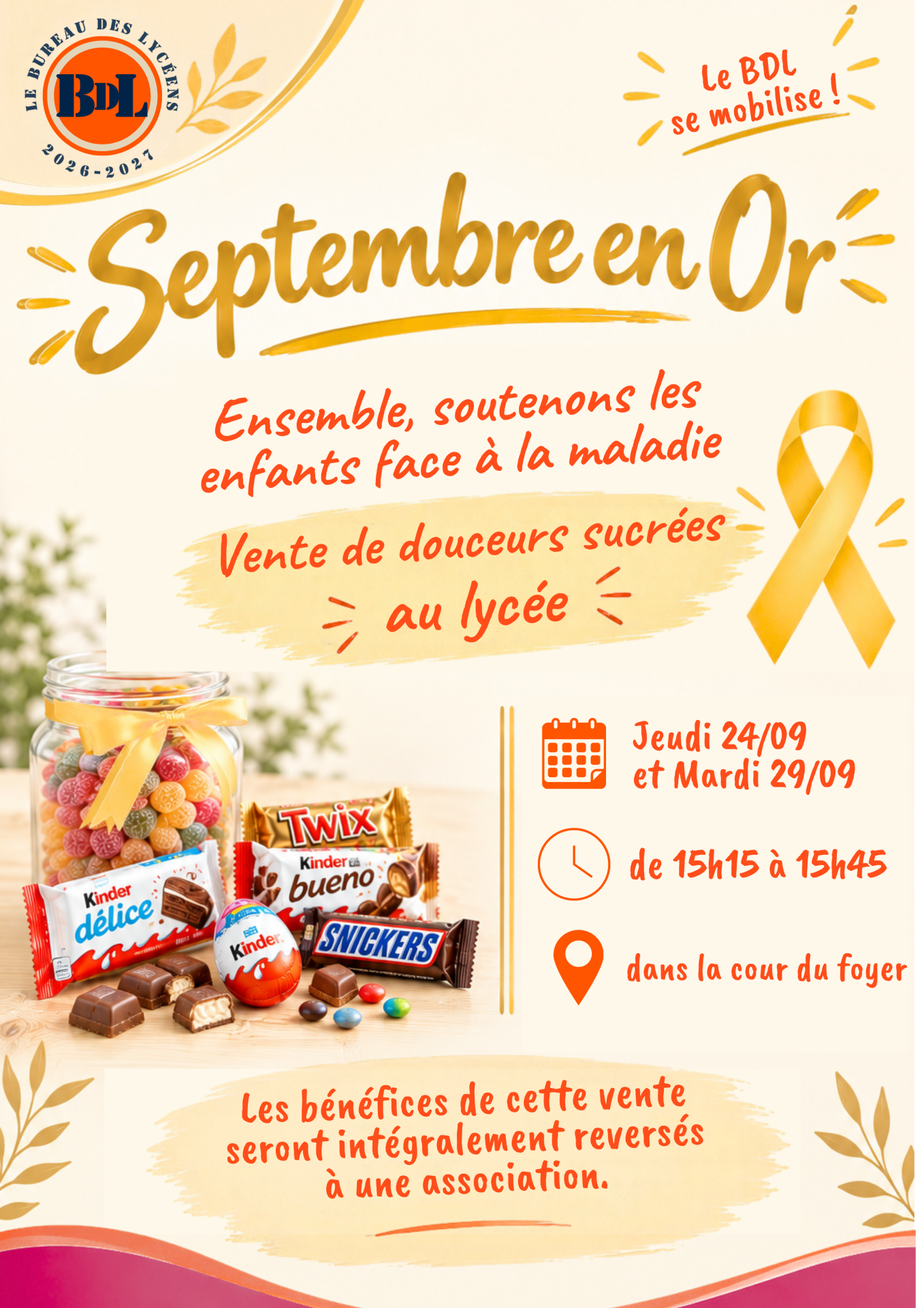 Affiche septembre en or orange