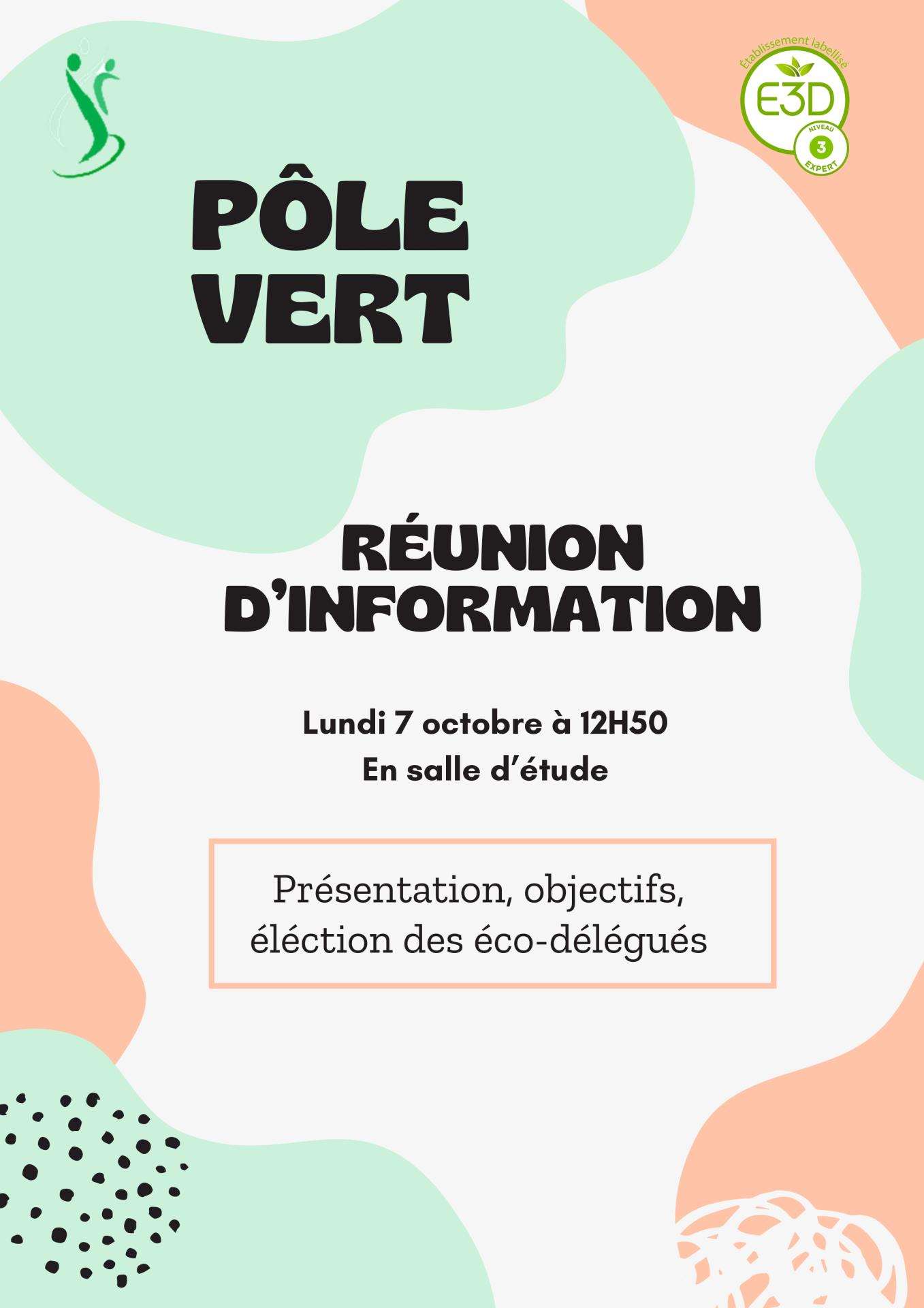 Premiere reunion du club vert college