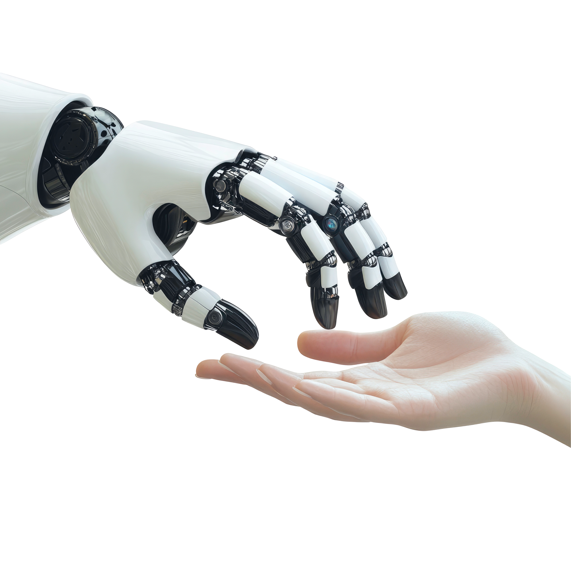 Vecteezy robotic hand reaching towards an open human palm signifying 74532742